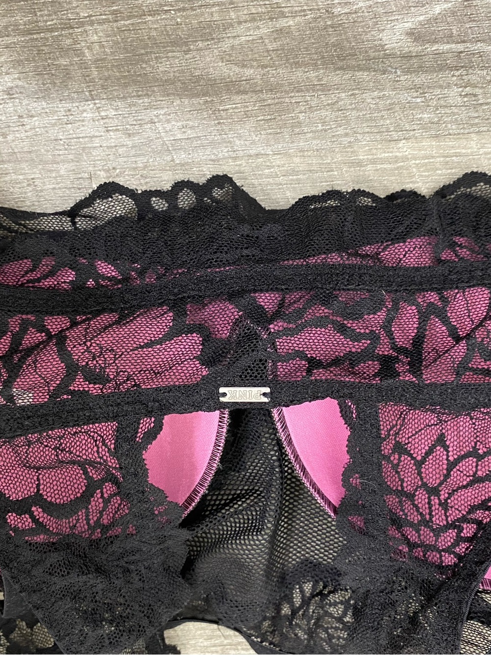 Victoria's Secret Pink Black High-Neck Lace Bralette Sz Small push up - Picture 5 of 6
